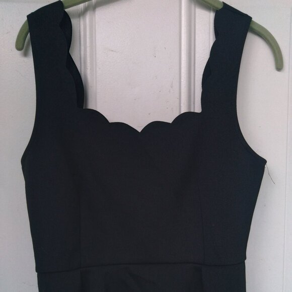 BLACK SCALLOPED NECKLINE A-LINE DRESS SLEEVELESS SIZE M MEDIUM - Picture 2 of 14